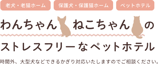 わんちゃんねこちゃんのストレスフリーなペットホテル